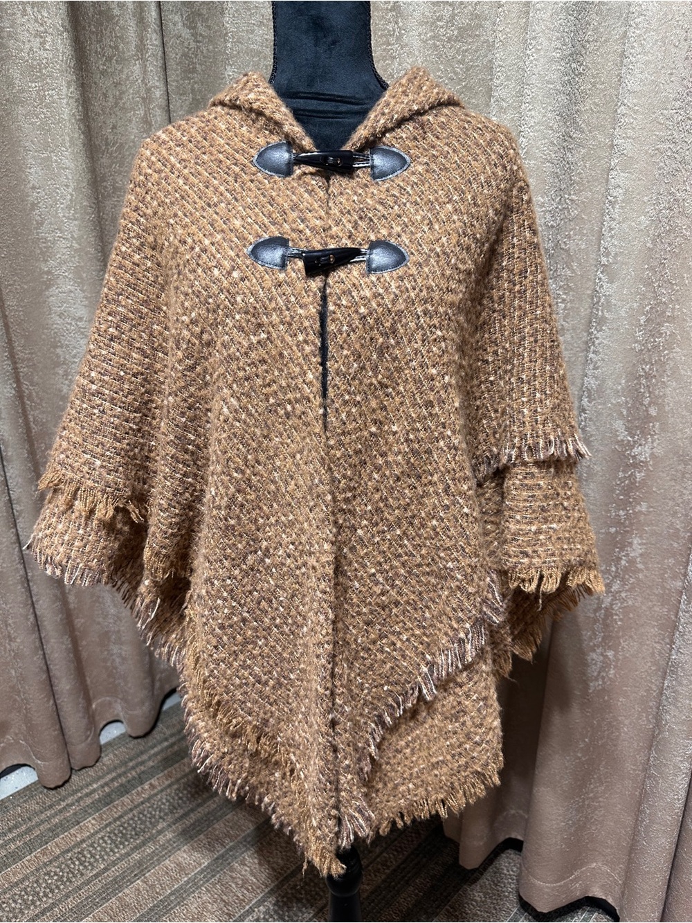 Sonoma Goods For Life Hooded Marled Toggle Poncho Sweater